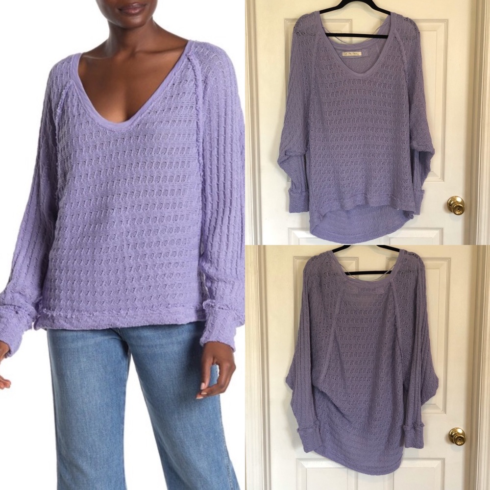 Free People Thien’s Hacci Periwinkle Sweater